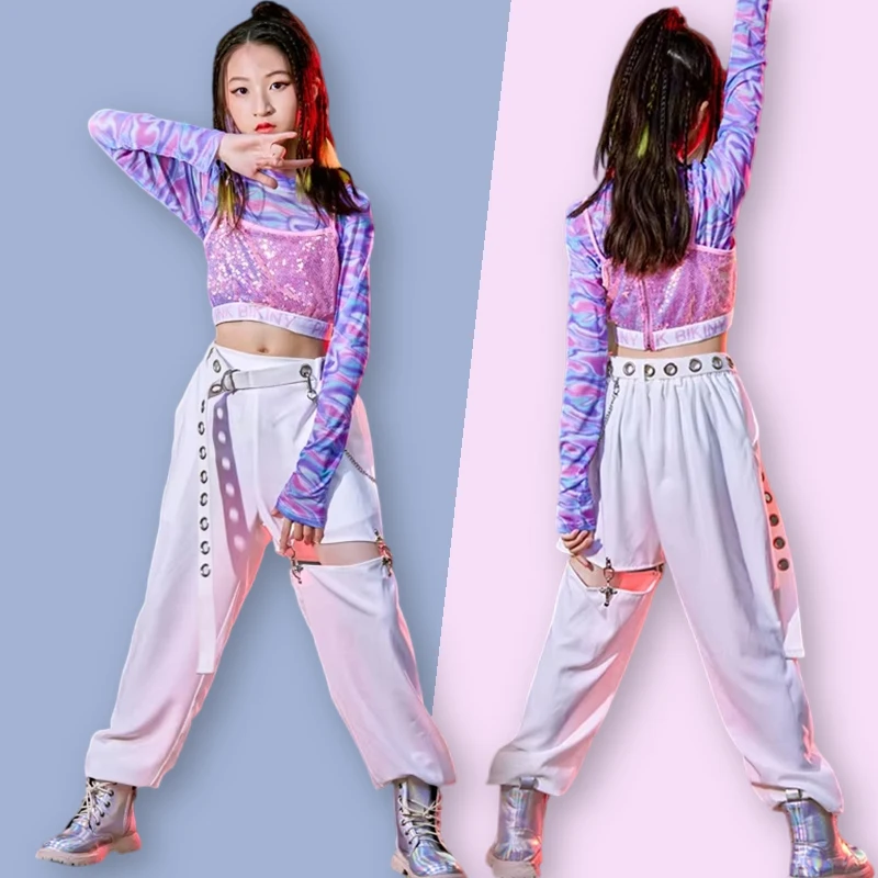 Костюм для джазового танца для девочек, танцевальная одежда Kpop, топы с блестками, белые штаны, наряд в стиле хип-хоп, детская одежда, модная одежда для сцены VDB5088
Костюм для джазового танца для девочек, танцевальная одежда Kpop, топы с блестками, белые штаны, наряд в стиле хип-хоп, детская одежда, модная одежда для сцены VDB5088