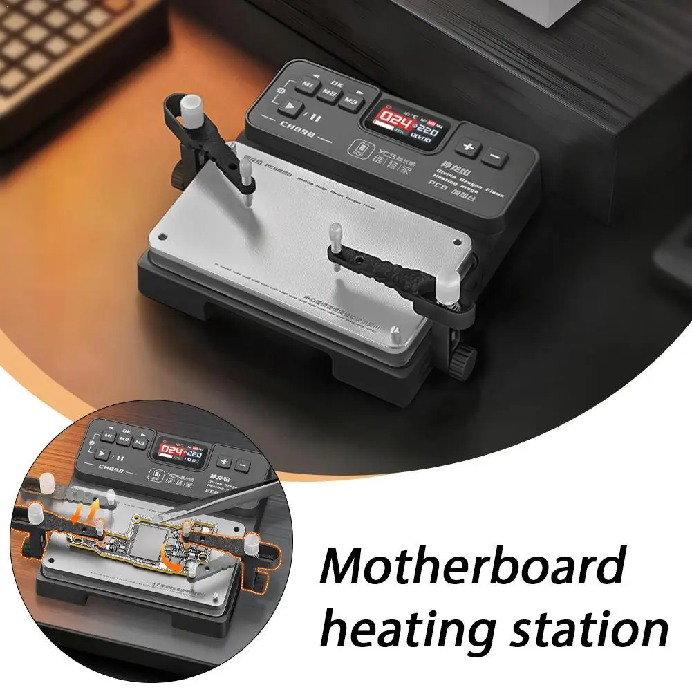 CH898 Divine Dragon Flame PCB Preheating Station 40-260°C Heating Platform With 3 Presets And Clamping Arms For Phone Repair
CH898 Divine Dragon Flame PCB Preheating Station 40-260°C Heating Platform With 3 Presets And Clamping Arms For Phone Repair