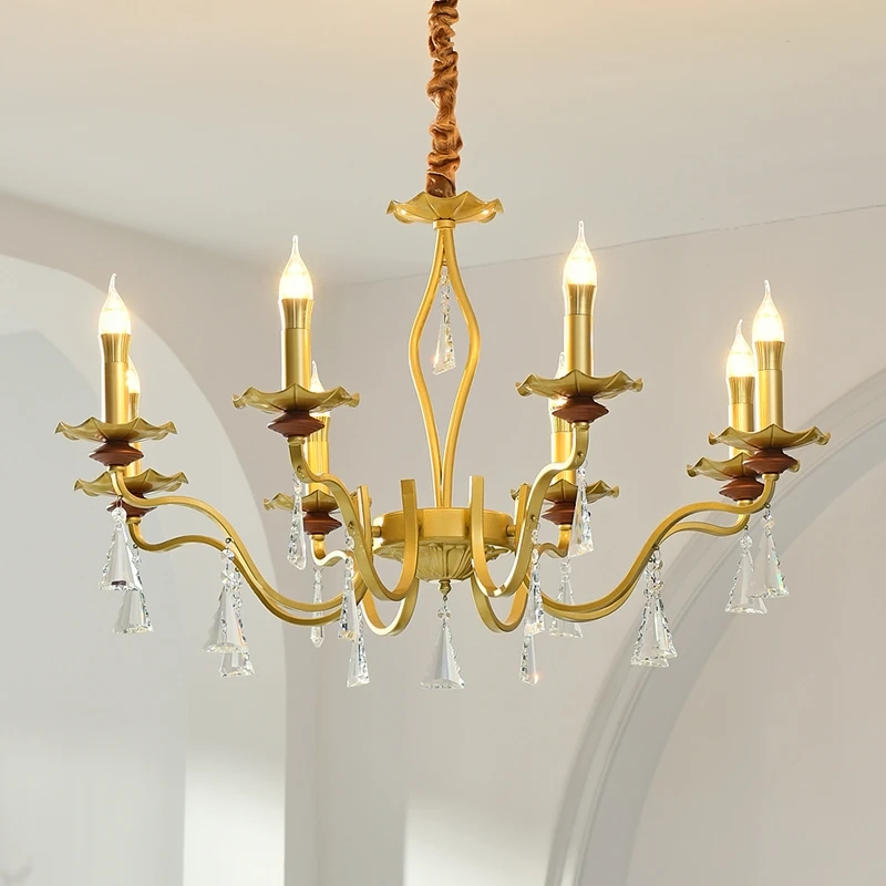 American crystal lamp atmospheric living room bedroom dining room study luxury high-end French European light luxury crystal cha
American crystal lamp atmospheric living room bedroom dining room study luxury high-end French European light luxury crystal cha