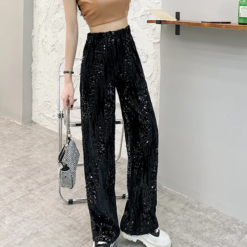 2023 Loose European Style Trendy Sparkling Pants Chic Embroidery Sequins Elastic Waist Wide-legged Women's Long Trousers 32096
2023 Loose European Style Trendy Sparkling Pants Chic Embroidery Sequins Elastic Waist Wide-legged Women's Long Trousers 32096