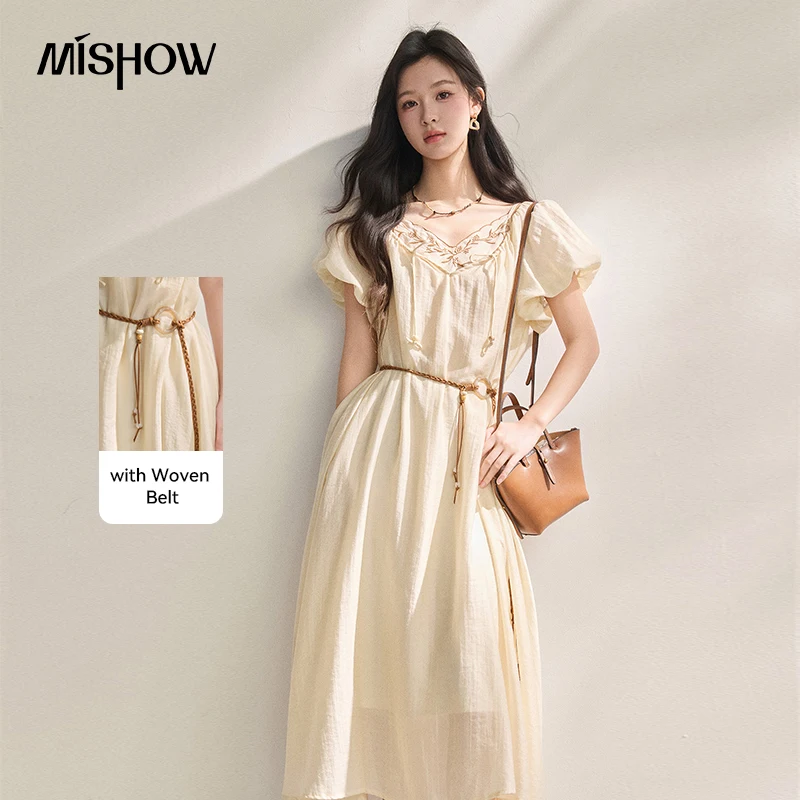 MISHOW Embroidered True Two-Piece Dress Blouse Camisole Elegant Long Dress V-neck Puff Sleeves Design Gift Belt MXF21L2603
MISHOW Embroidered True Two-Piece Dress Blouse Camisole Elegant Long Dress V-neck Puff Sleeves Design Gift Belt MXF21L2603