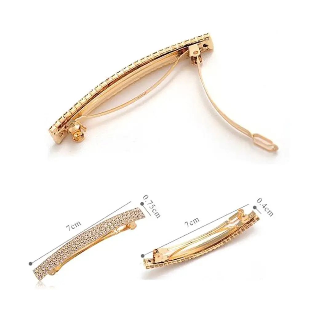 Womens Rhinestone Automatic French Hair Barrette Ponytail Holder Clips Hairpin - Gold
Womens Rhinestone Automatic French Hair Barrette Ponytail Holder Clips Hairpin - Gold