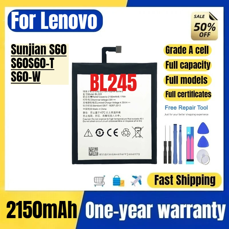 BL245 for Lenovo Sunjian S60/S60S60-T/S60-W Phone Battery High Quality High Capacity Replacement Bateria Grade A Cell with Tools
BL245 for Lenovo Sunjian S60/S60S60-T/S60-W Phone Battery High Quality High Capacity Replacement Bateria Grade A Cell with Tools