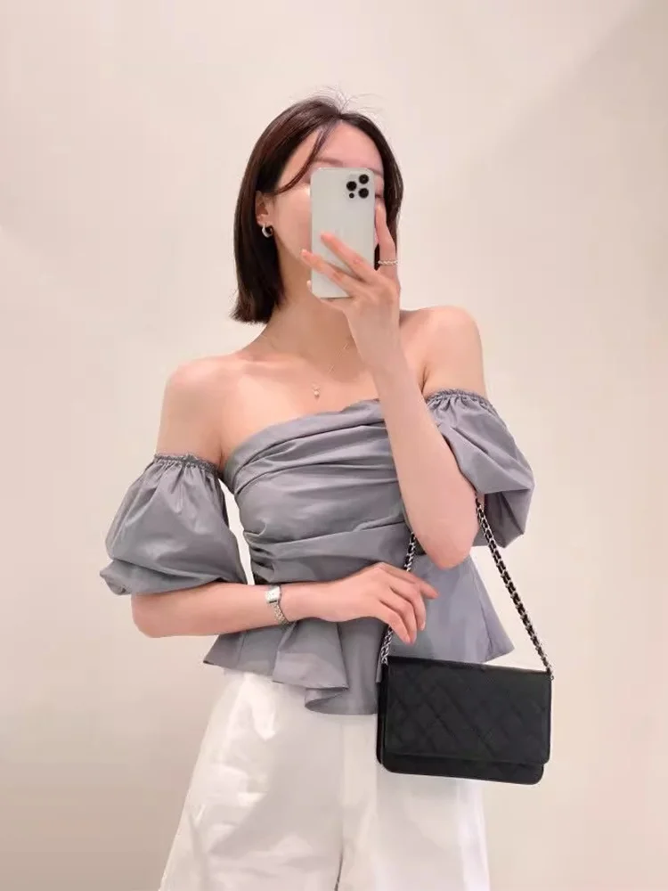 Chic Summer Design One-oulder Pleated Slimming Ba Tie Open oulder Tube Top irt Korean Sle Bubble Sve Regular Length
Chic Summer Design One-oulder Pleated Slimming Ba Tie Open oulder Tube Top irt Korean Sle Bubble Sve Regular Length