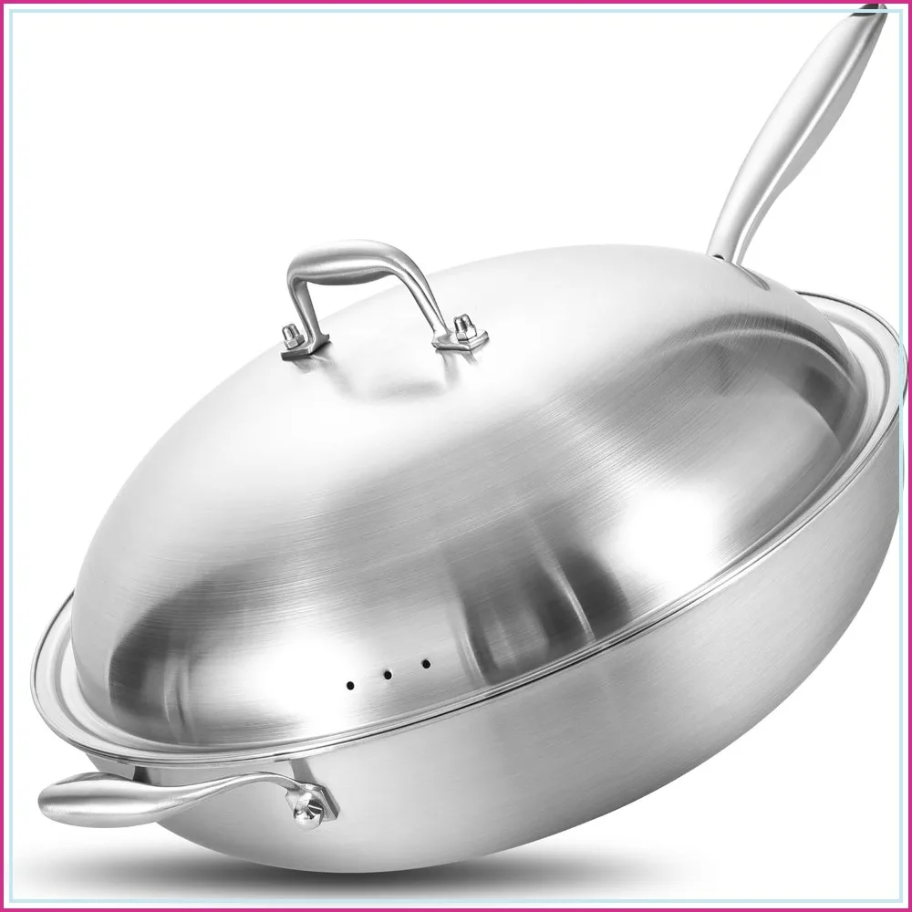 14.5 Inch Stir-Frying Wok Pan with Steel Lid, Tri-Ply Stainless Steel Induction Cooking Wok Pan, Dishwasher and Oven Safe, Heavy Duty Detachable Handle
14.5 Inch Stir-Frying Wok Pan with Steel Lid, Tri-Ply Stainless Steel Induction Cooking Wok Pan, Dishwasher and Oven Safe, Heavy Duty Detachable Handle