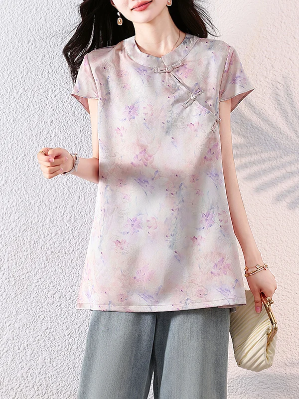 New Chinese Sle Women's irt Summer 2025 Stand Collar Printed Asymmetrical Hem High End Feeling Commute Loose Fit ort Sl...
New Chinese Sle Women's irt Summer 2025 Stand Collar Printed Asymmetrical Hem High End Feeling Commute Loose Fit ort Sl...