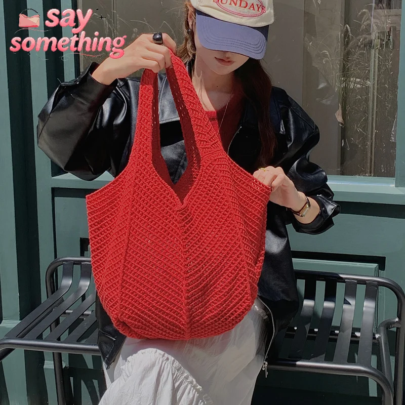 Women's Woven Bag Breathable Shoulder Bags Casual Knit Ladies Handmade Totes Large Capacity Summer Beach Female's Messenger Bag
Women's Woven Bag Breathable Shoulder Bags Casual Knit Ladies Handmade Totes Large Capacity Summer Beach Female's Messenger Bag