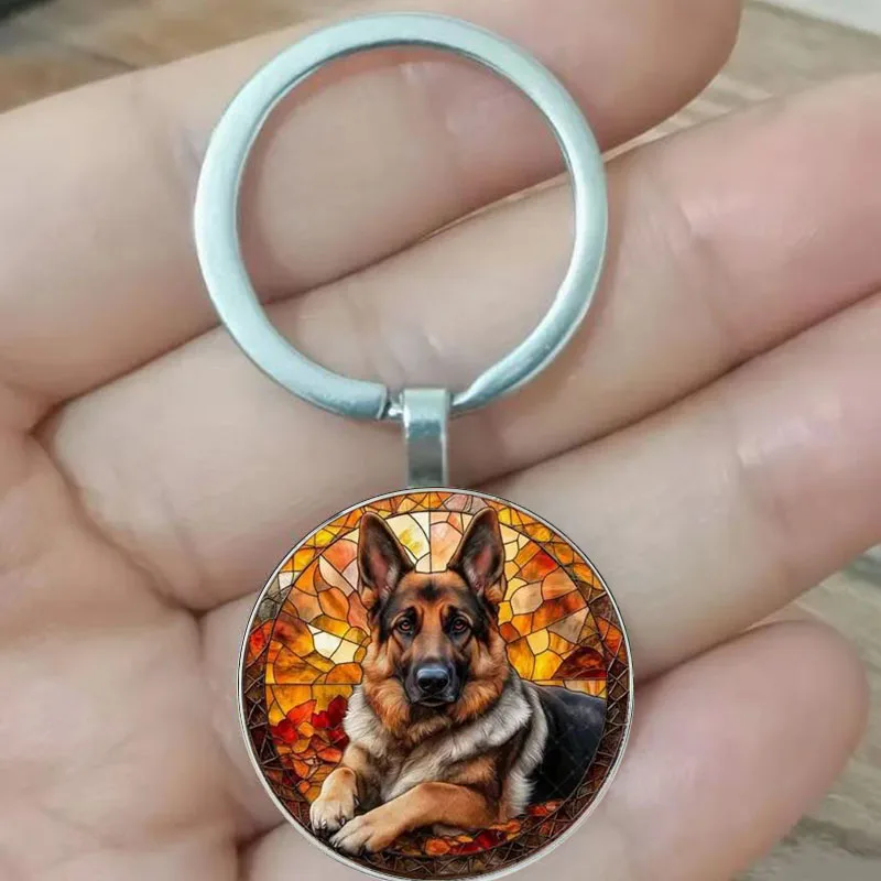 Vintage German Shepherd Keychain - Designed with colored glass autumn leaves and zinc alloy, it is a rural gift for dog lovers a
Vintage German Shepherd Keychain - Designed with colored glass autumn leaves and zinc alloy, it is a rural gift for dog lovers a