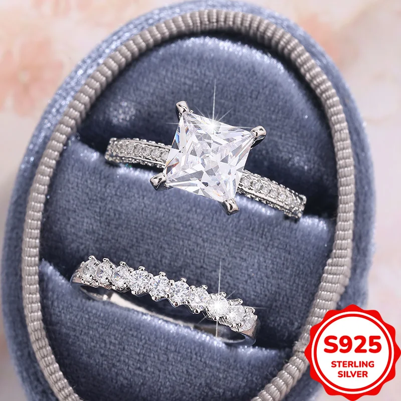 Fashionable, Simple and Versatile Authentic S925 Silver Square Four-Prong Zircon Double Layer Ladies Wedding Ring
Fashionable, Simple and Versatile Authentic S925 Silver Square Four-Prong Zircon Double Layer Ladies Wedding Ring