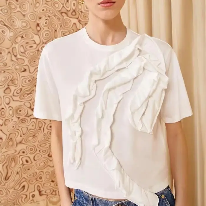 Women White Embroidered Basic Tops 100% Cotton Casual Short Sleeve Tee T-shirt
Women White Embroidered Basic Tops 100% Cotton Casual Short Sleeve Tee T-shirt