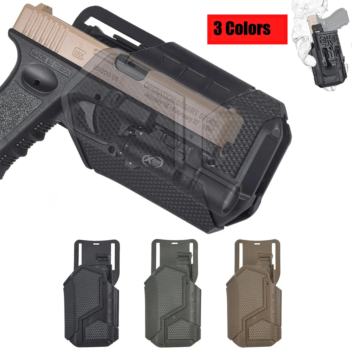 Тактическая кобура для пистолетов SIG P226 P320, для Glock 17 19, с креплением для фонарика X300 Undermount, для правой руки
Тактическая кобура для пистолетов SIG P226 P320, для Glock 17 19, с креплением для фонарика X300 Undermount, для правой руки