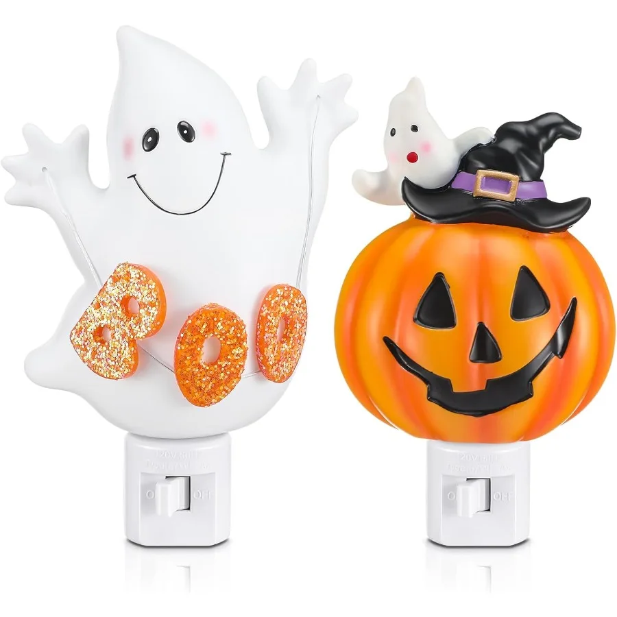 2 Pcs Halloween Night Lights Featuring Pumpkin Ghost Lantern and Boo Ghost Design with PlugIn Power Source for Festive Wall Dec
2 Pcs Halloween Night Lights Featuring Pumpkin Ghost Lantern and Boo Ghost Design with PlugIn Power Source for Festive Wall Dec
