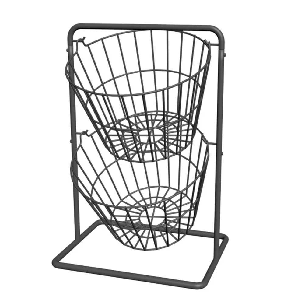 1pcs Double-Layer Storage Basket Iron Fruit Vegetable Basket Detachable Kitchen Food Rack For Home Kitchen Garden Use