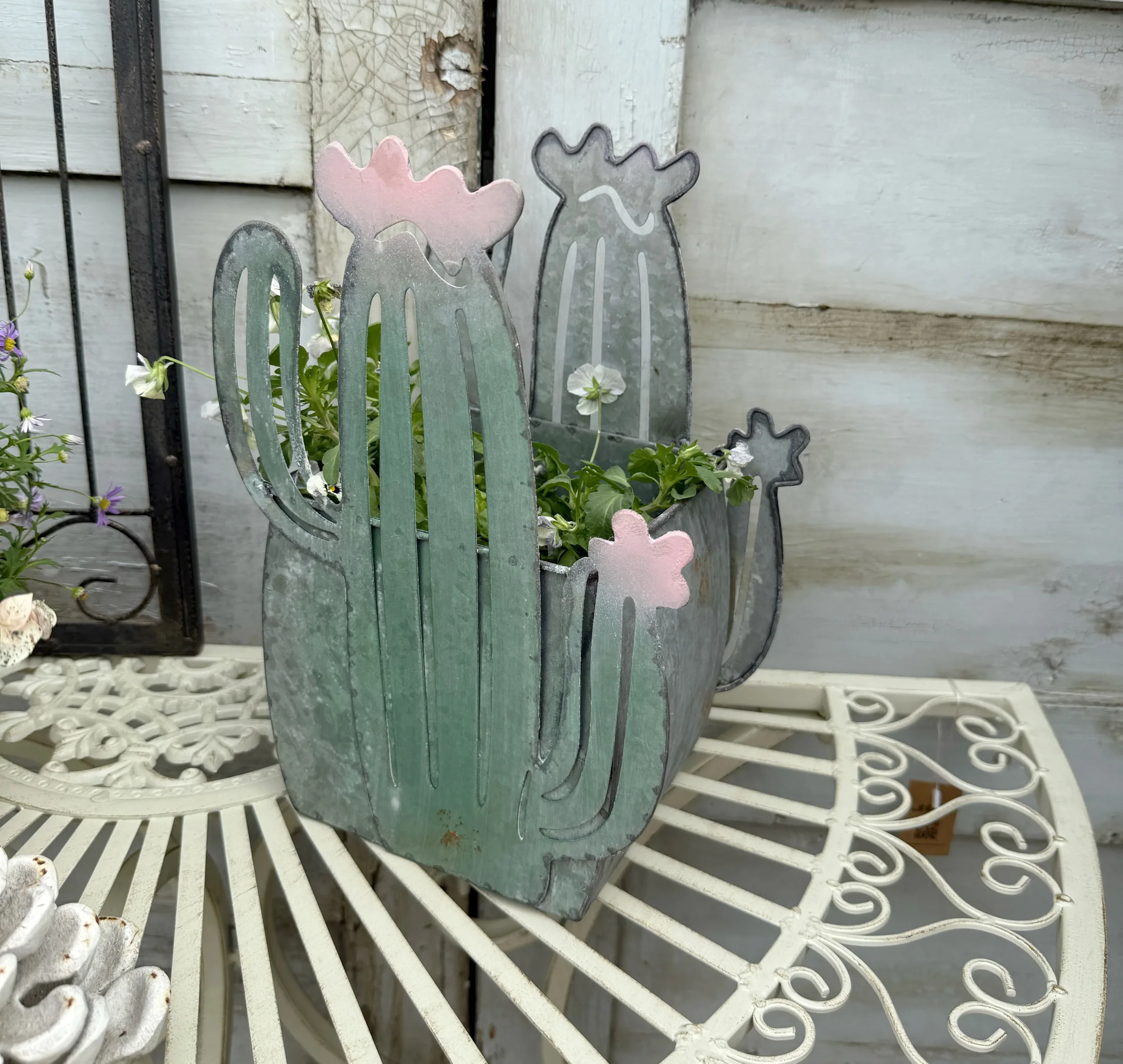 Vintage Metal Cactus Garden Decor, Green Rustic Plant Holder with Pink Flowers, 19.5 x 13.5 x 28.5cm, Decorative Outdoor Planter
Vintage Metal Cactus Garden Decor, Green Rustic Plant Holder with Pink Flowers, 19.5 x 13.5 x 28.5cm, Decorative Outdoor Planter