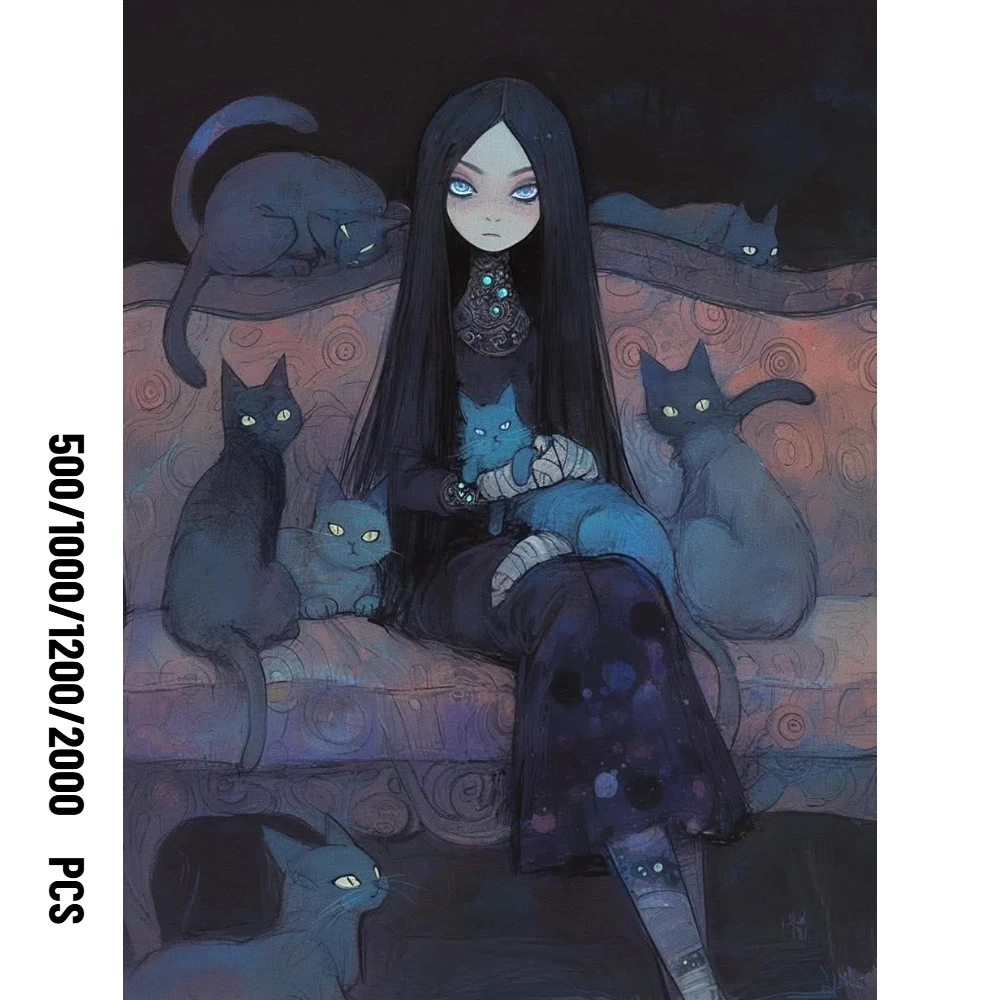 500/1000/1200/2000 PCS Jigsaw Puzzles Dark Girl and Black Cats Family Activity Games for Bedroom Home Decor Gift Frameless
500/1000/1200/2000 PCS Jigsaw Puzzles Dark Girl and Black Cats Family Activity Games for Bedroom Home Decor Gift Frameless