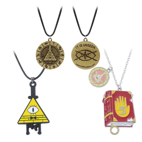 Gravity Falls Bill Cipher Gothic Halskette Schlüsselanhänger – Anime-Anhänger Schlüsselanhänger Halskette für Kinder, Teenager – Vintage-Schmuckgeschenk