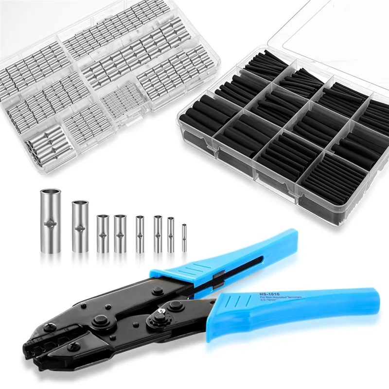 HFIL-Uninsulated Butt Connector Kits Wire Butt Splice Connectors,Heat Shrink Tubing Kits Wire Crimping Tool For 26 To 6 Gauge
HFIL-Uninsulated Butt Connector Kits Wire Butt Splice Connectors,Heat Shrink Tubing Kits Wire Crimping Tool For 26 To 6 Gauge