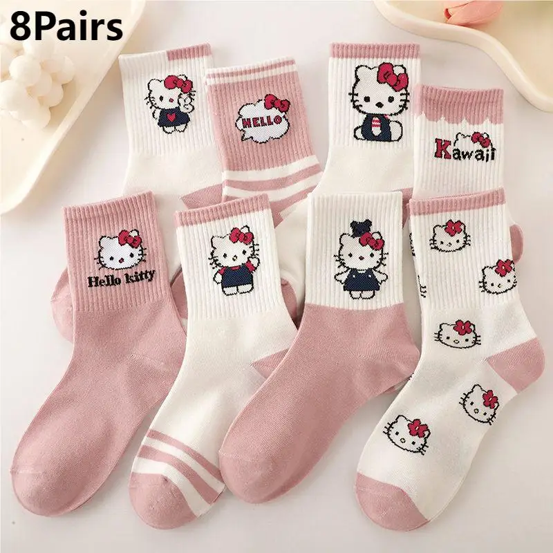 8 пар креативных дизайнерских носков Sanrio Hello Kitty для девочек, удобные мягкие подарочные носки с милым мультяшным узором, розовые клетчатые носки
8 пар креативных дизайнерских носков Sanrio Hello Kitty для девочек, удобные мягкие подарочные носки с милым мультяшным узором, розовые клетчатые носки