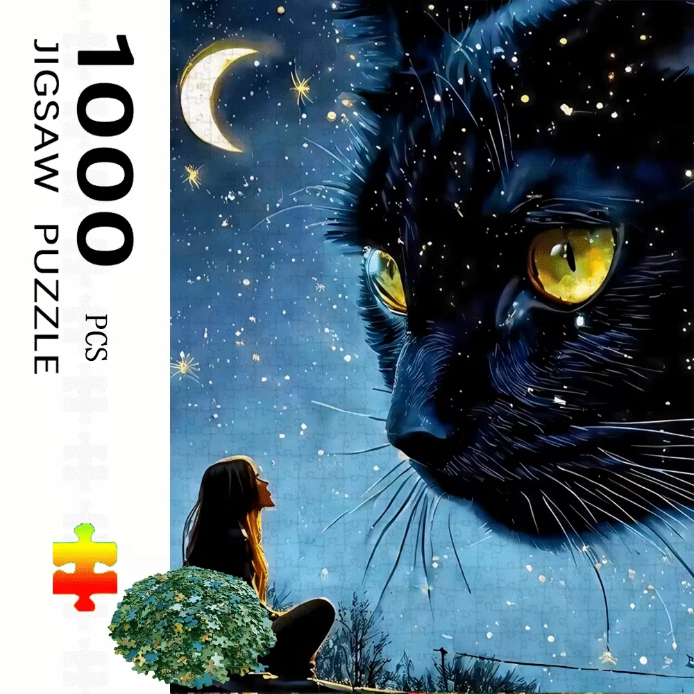 500 1000 1200 2000pcs Jigsaw Puzzle Black Cat Under Crescent Moon And Stars For Adults Large Scale Challenging Family Game Gift
500 1000 1200 2000pcs Jigsaw Puzzle Black Cat Under Crescent Moon And Stars For Adults Large Scale Challenging Family Game Gift