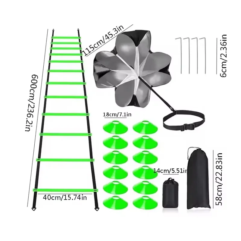 Football Soccer Speed Training Equipment Set Agility Ladder Hurdles Parachute Basketball Soccer Training
Football Soccer Speed Training Equipment Set Agility Ladder Hurdles Parachute Basketball Soccer Training