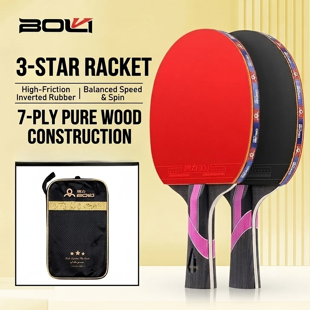 3-Star Table Tennis Racket, 1 Racket + Racket Bag Combo, Double-Sided Anti-Adhesive Table Tennis Racket, Training and Entertainment Table Tennis Racket