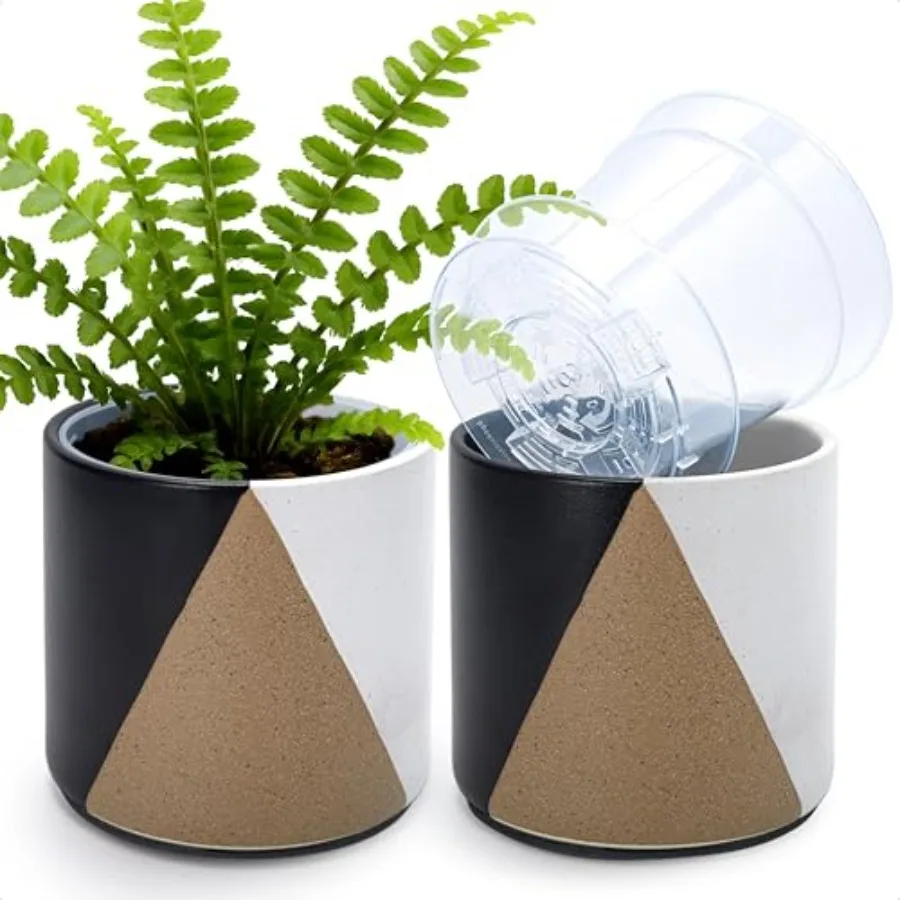 6.5" Stoneware Cachepot Planter with 6" Clear Nursery Pot and Detachable Saucer Indoor Plant Pot with Drainage for Bottom Water
6.5" Stoneware Cachepot Planter with 6" Clear Nursery Pot and Detachable Saucer Indoor Plant Pot with Drainage for Bottom Water