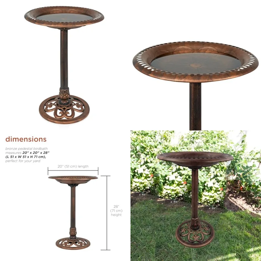 Alpine Corporation 28" Bronze Outdoor Pedestal Birdbath with Scrollwork Base and Ground Stakes — Elegant Garden Décor, Durable
Alpine Corporation 28" Bronze Outdoor Pedestal Birdbath with Scrollwork Base and Ground Stakes — Elegant Garden Décor, Durable