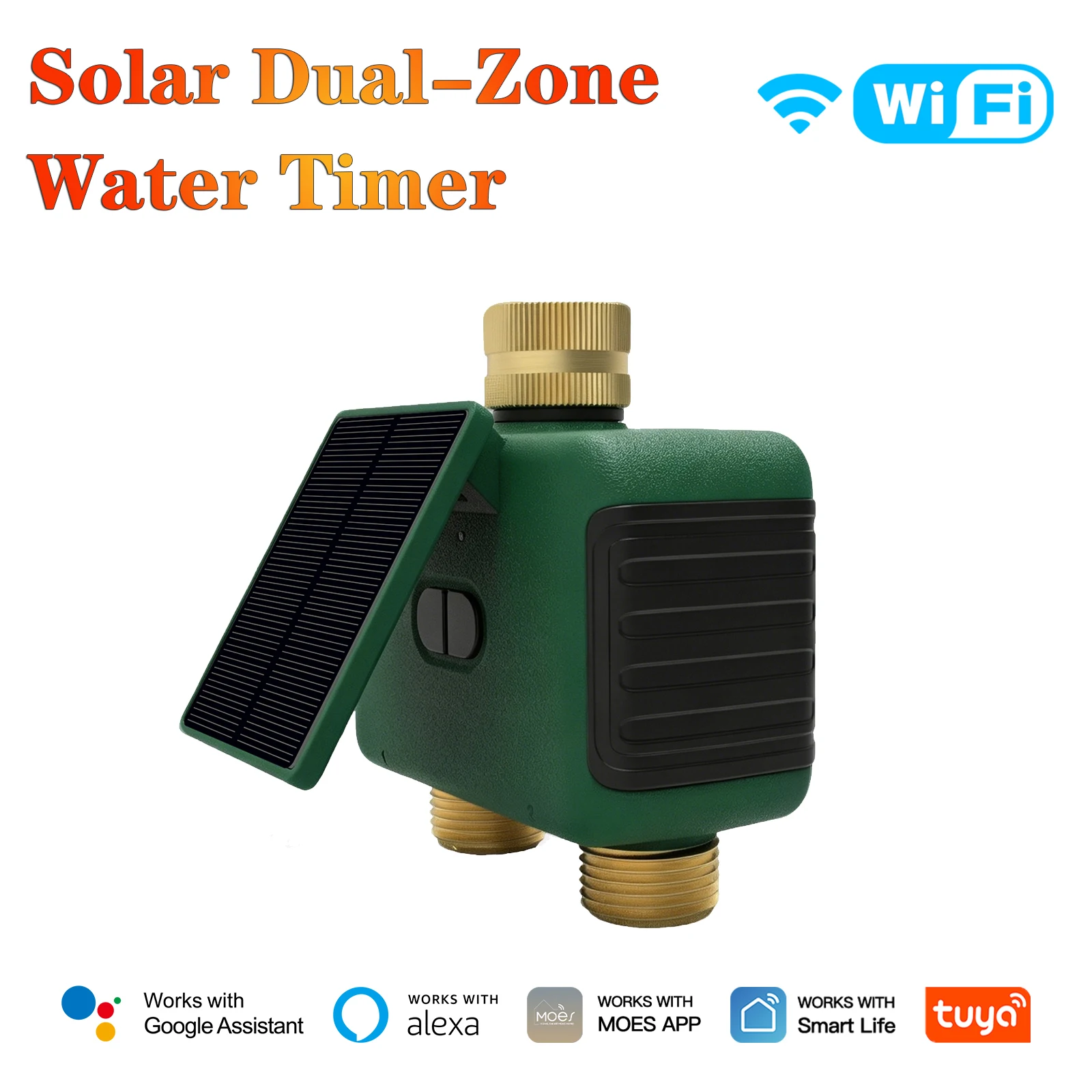 Tuya WiFi Smart Solar Dual Zone Water Sprinkler Timer Valve Controller 2 Outlets Voice Control Support for Alexa Google Home
Tuya WiFi Smart Solar Dual Zone Water Sprinkler Timer Valve Controller 2 Outlets Voice Control Support for Alexa Google Home