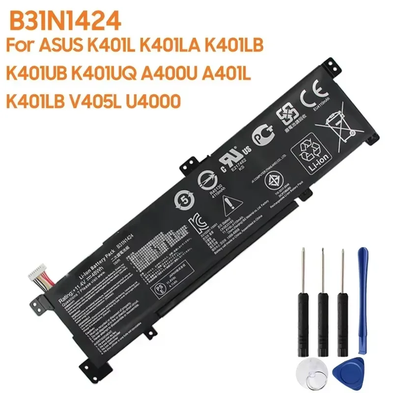 Replacement Battery B31N1424 For ASUS K401L K401LA K401LB A400U A401L V405L U4000 K401UB K401UQ 4100mAh
Replacement Battery B31N1424 For ASUS K401L K401LA K401LB A400U A401L V405L U4000 K401UB K401UQ 4100mAh