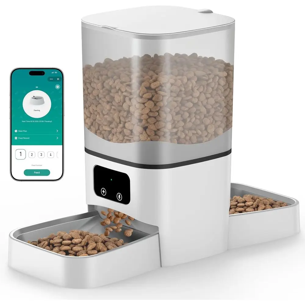 Smart Pet Feeder for Multiple Cats, 6L Capacity, Stainless Steel Bowls, Dual Power, App Control, Voice Recorder, Timed Food Disp
Smart Pet Feeder for Multiple Cats, 6L Capacity, Stainless Steel Bowls, Dual Power, App Control, Voice Recorder, Timed Food Disp