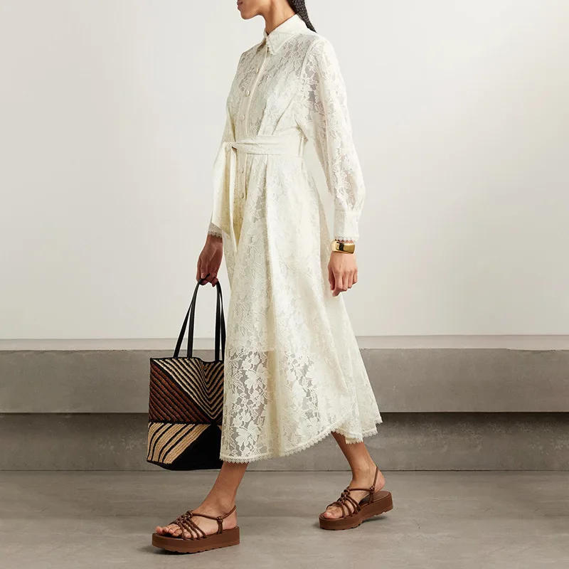 Bohemian Style Solid Color Turn-down Collar Long Dress 2025 New Embroidered Design Tie Waist Long Dress Women Summer
Bohemian Style Solid Color Turn-down Collar Long Dress 2025 New Embroidered Design Tie Waist Long Dress Women Summer