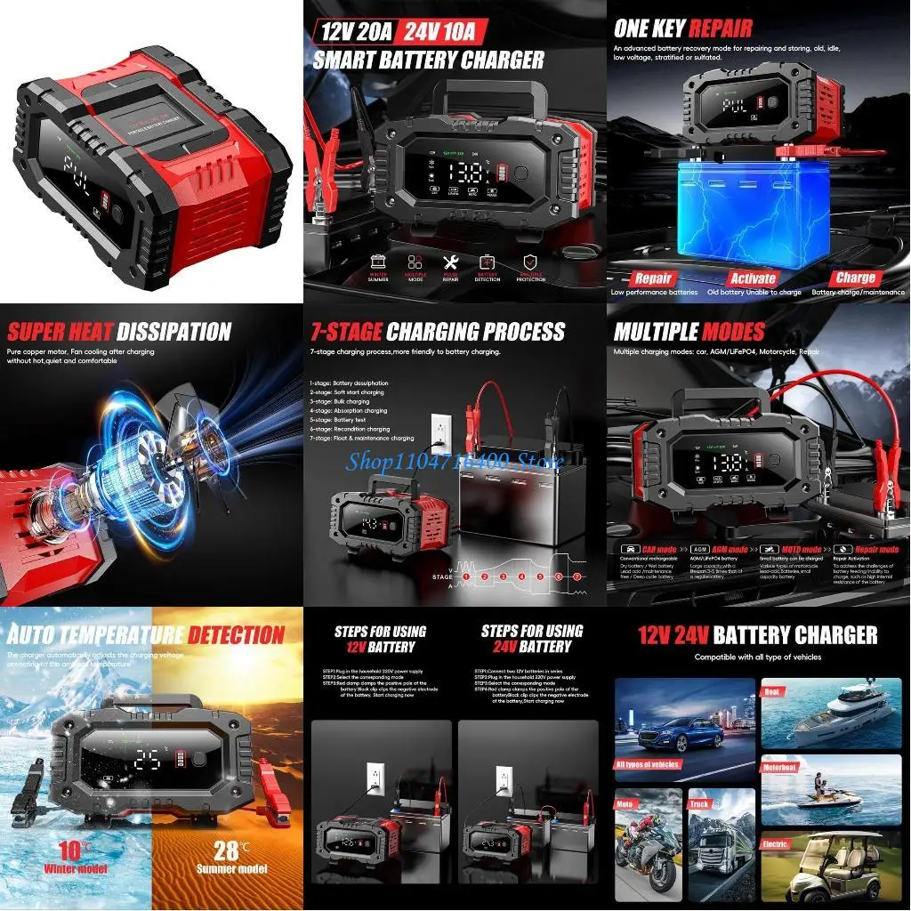 y1gd 20A Car Motorcycle Battery Charging 12V Charging Lithium AGM GEL Lead-Acid LiFePO4 Battery Charging
y1gd 20A Car Motorcycle Battery Charging 12V Charging Lithium AGM GEL Lead-Acid LiFePO4 Battery Charging