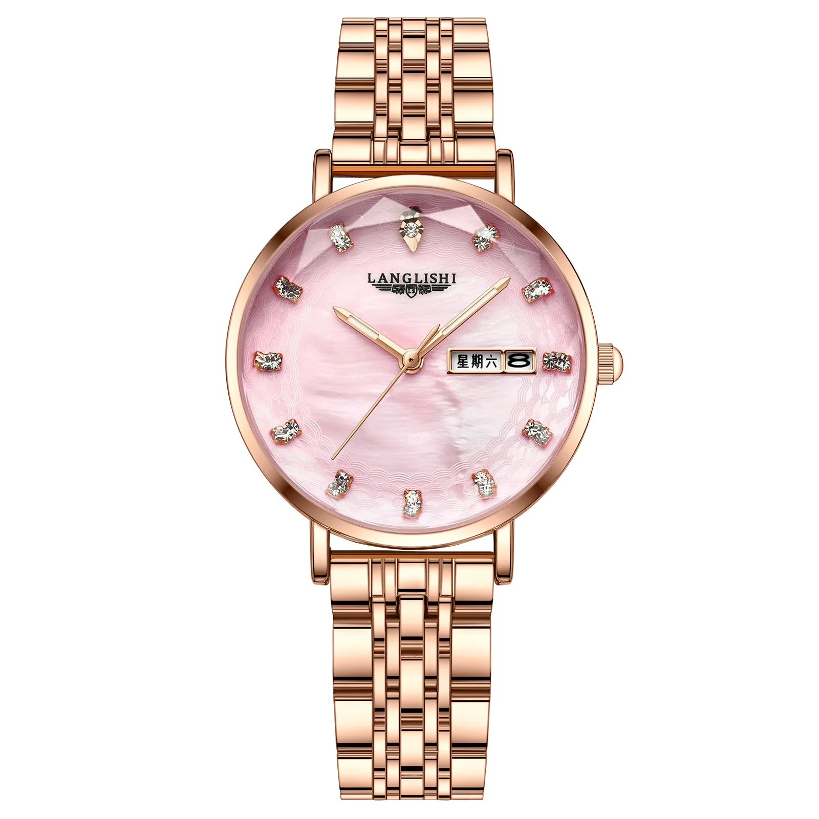 Quartz temperament fashion luminous double calendar stainless steel women's watch
Quartz temperament fashion luminous double calendar stainless steel women's watch