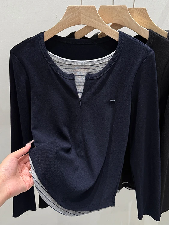 Korean Style Long Sleeve V-Neck Top Women's Fashion Color Block Design Autumn New Arrival Slim Fit Sweatshirt Polyester Fiber
Korean Style Long Sleeve V-Neck Top Women's Fashion Color Block Design Autumn New Arrival Slim Fit Sweatshirt Polyester Fiber