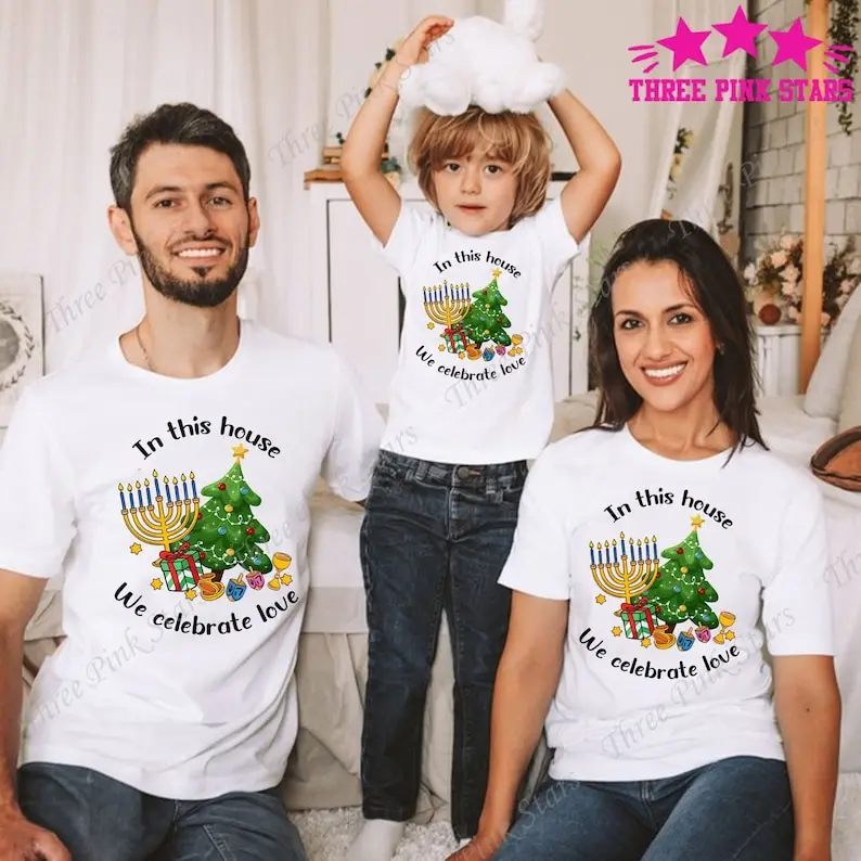 Hanukkah Christmas Cotton Shirt Chrismukkah T-shirt Interfaith Family Gift Tee Jewish and Christian Family Shirt Kawaii Clothes
Hanukkah Christmas Cotton Shirt Chrismukkah T-shirt Interfaith Family Gift Tee Jewish and Christian Family Shirt Kawaii Clothes
