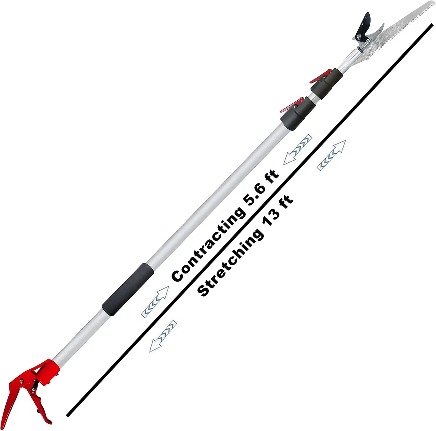 5.6-13 Foot Extendable Tree Pruner, Cut and Hold Pruning Trimmer, Long Reach Pole Saw, Telescoping Fruit Picker, Branches Bypass
5.6-13 Foot Extendable Tree Pruner, Cut and Hold Pruning Trimmer, Long Reach Pole Saw, Telescoping Fruit Picker, Branches Bypass