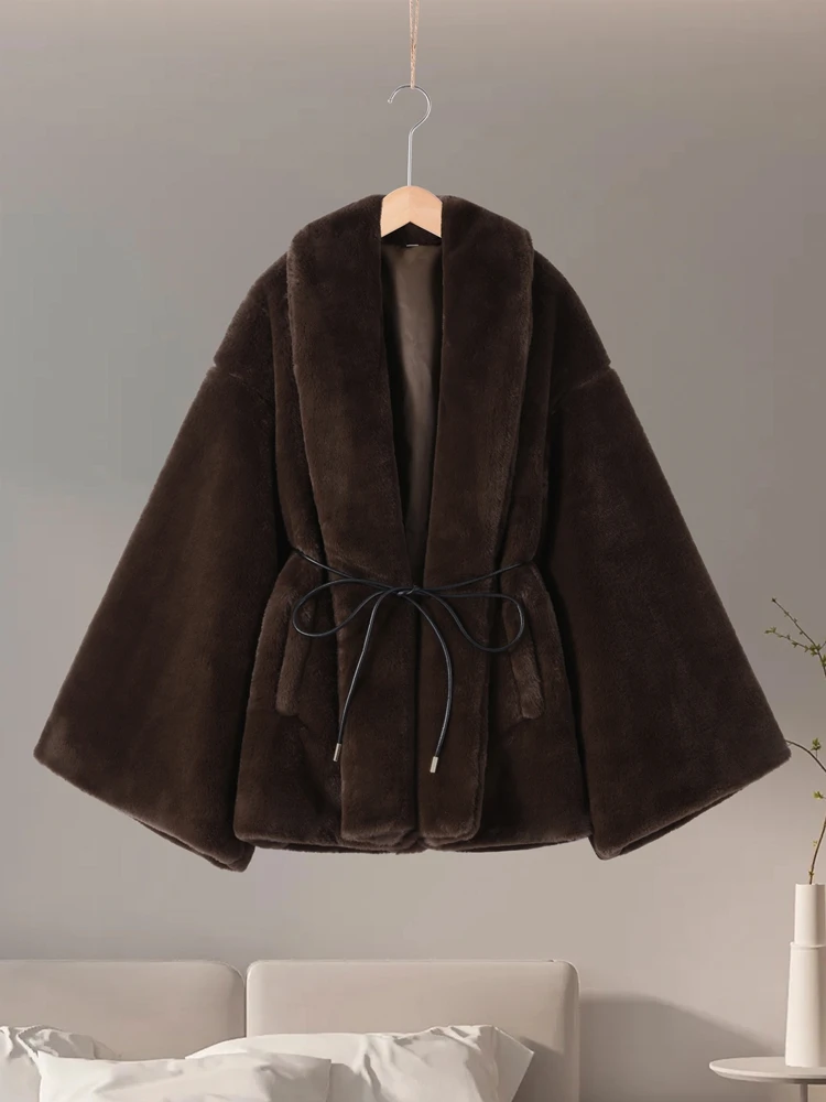 Faux Fur Women Coat Belt Long Sleeve Open Stitch Casual Fashion Female Loose Jacket Chic Clothing For Lady Spring
Faux Fur Women Coat Belt Long Sleeve Open Stitch Casual Fashion Female Loose Jacket Chic Clothing For Lady Spring 