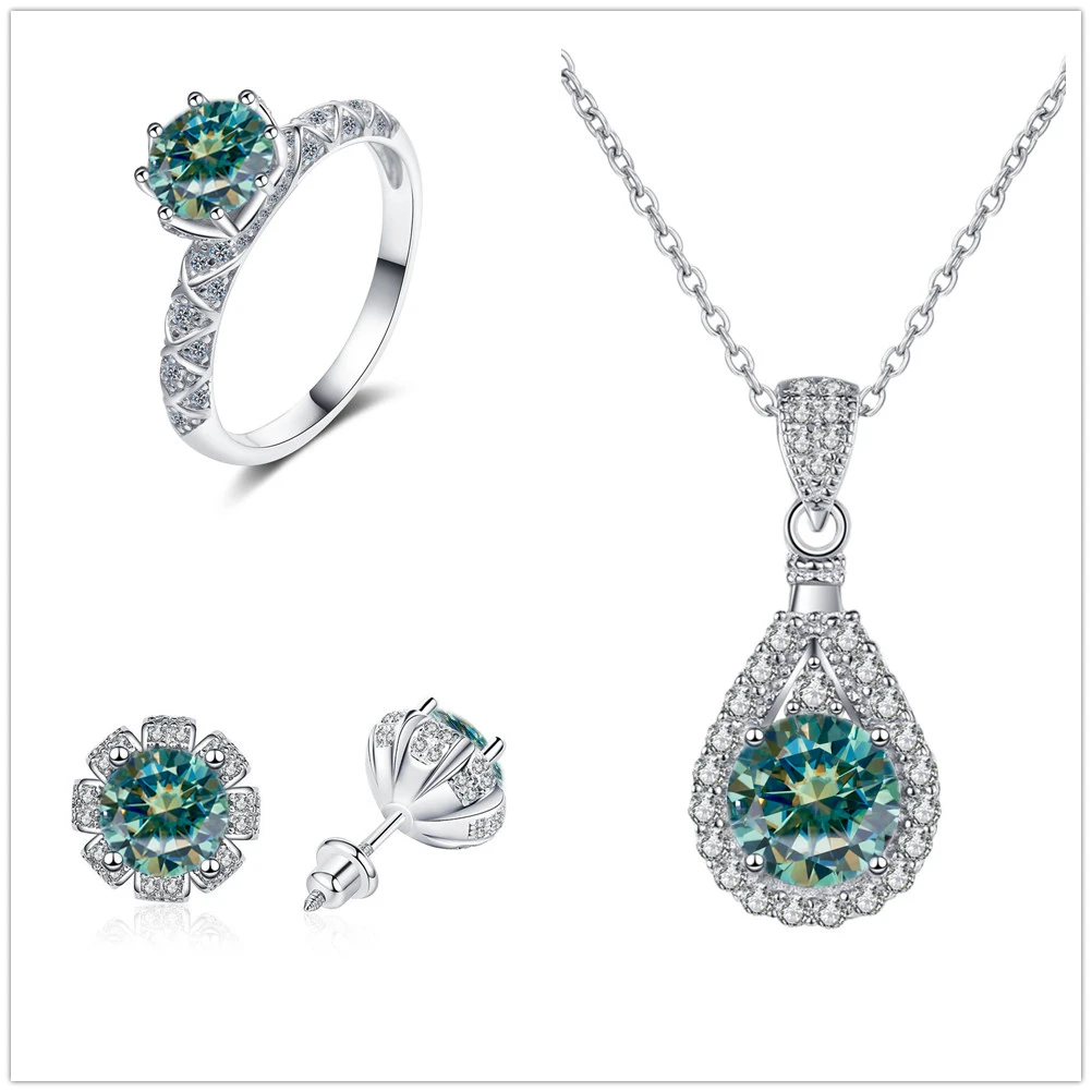 Certified Moissanite Necklace Engagement Ring Stud Earrings for Women4 CT Round Cut Moissanite Diamond Wedding Jewelry Set
Certified Moissanite Necklace Engagement Ring Stud Earrings for Women4 CT Round Cut Moissanite Diamond Wedding Jewelry Set