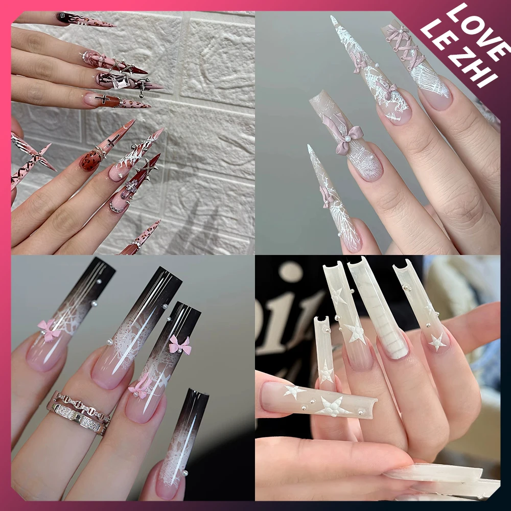 10Pcs Europe America Spice Girl Handmade Long Square Tip Press On Nail Metal Rivets Bow Pearl Flower Diamond Wearable False Nail
10Pcs Europe America Spice Girl Handmade Long Square Tip Press On Nail Metal Rivets Bow Pearl Flower Diamond Wearable False Nail