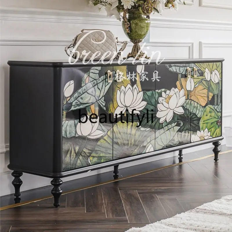 French retro solid wood painted porch cabinet, locker, American entrance foyer decorative cabinet
French retro solid wood painted porch cabinet, locker, American entrance foyer decorative cabinet