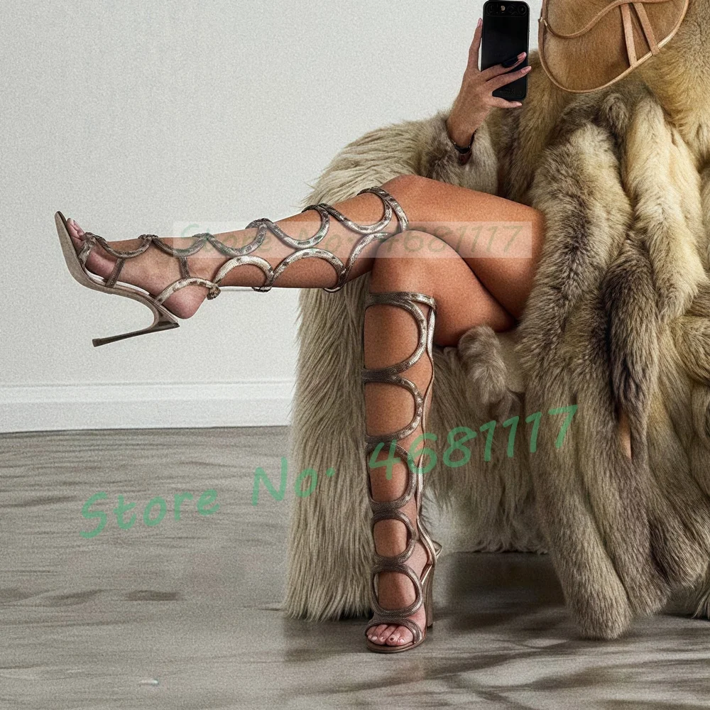 Knee High Gladiator Sandals With Back Buckle Detail Women Cross Strap High Heels Sandals Women Summer Round Ring Splicing Shoes
Knee High Gladiator Sandals With Back Buckle Detail Women Cross Strap High Heels Sandals Women Summer Round Ring Splicing Shoes