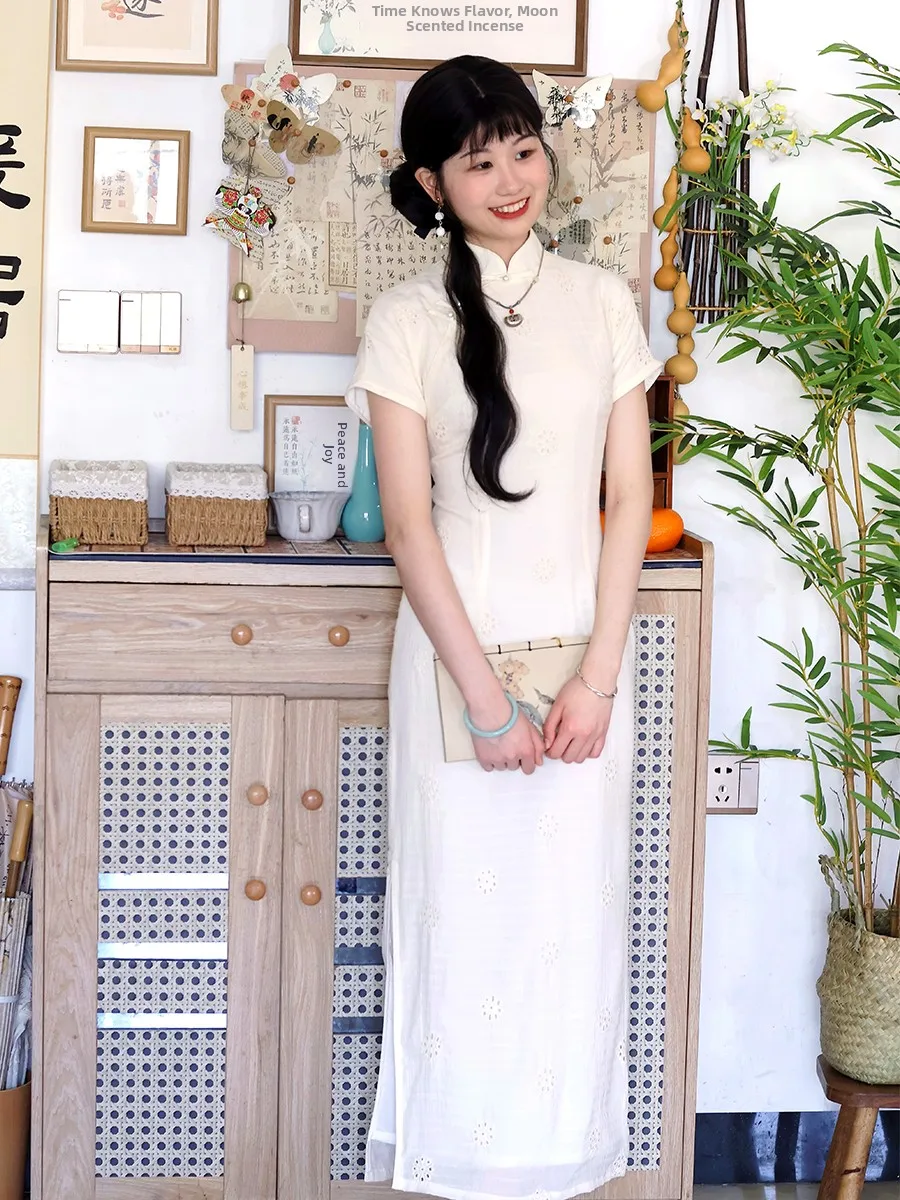 White Young Sle Revamped Jiangnanfu Spring Opening Breathable ort Sve Long Qipao Ele Daily Fre
White Young Sle Revamped Jiangnanfu Spring Opening Breathable ort Sve Long Qipao Ele Daily Fre