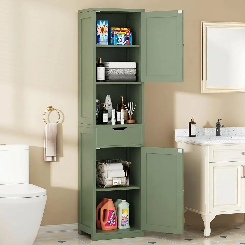 Tall Bathroom Storage Cabinet with reestanding Adjustable Shelves, Narrow Storage Linen Cabinet with 2 Doand 1 Der or Bathroom,
Tall Bathroom Storage Cabinet with reestanding Adjustable Shelves, Narrow Storage Linen Cabinet with 2 Doand 1 Der or Bathroom,