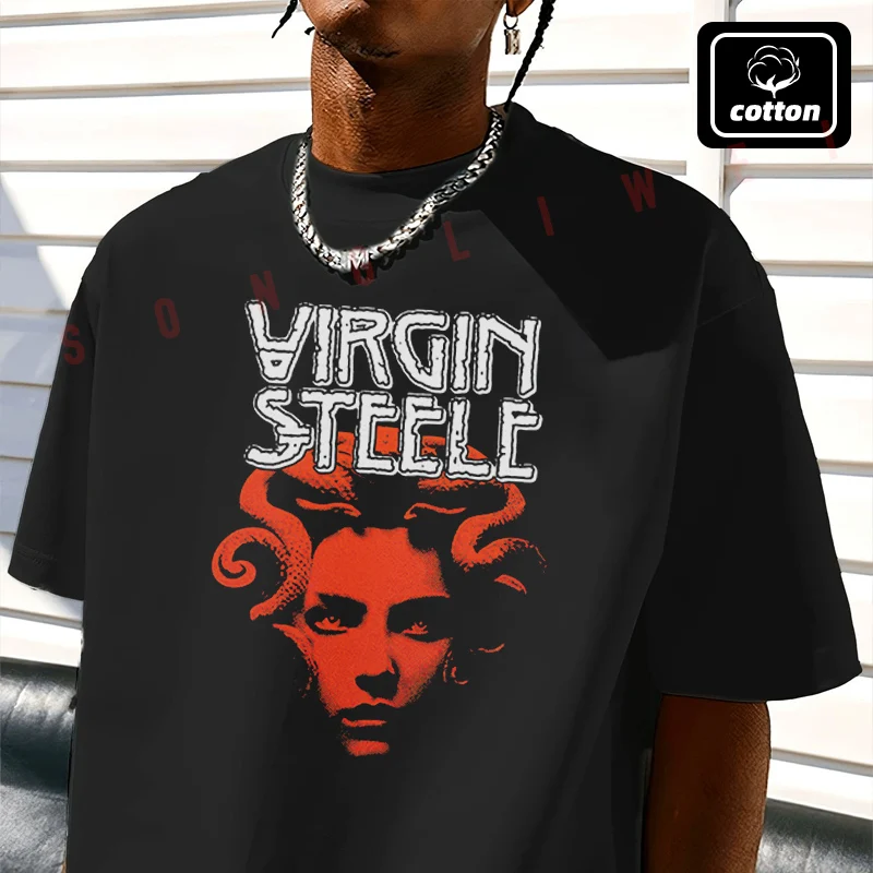 Motorcycle Virgin Steele Medusa Print T-Shirt Men's Black Cotton TShirt New Summer Casual O-neck Short Sleeve Tees
Motorcycle Virgin Steele Medusa Print T-Shirt Men's Black Cotton TShirt New Summer Casual O-neck Short Sleeve Tees