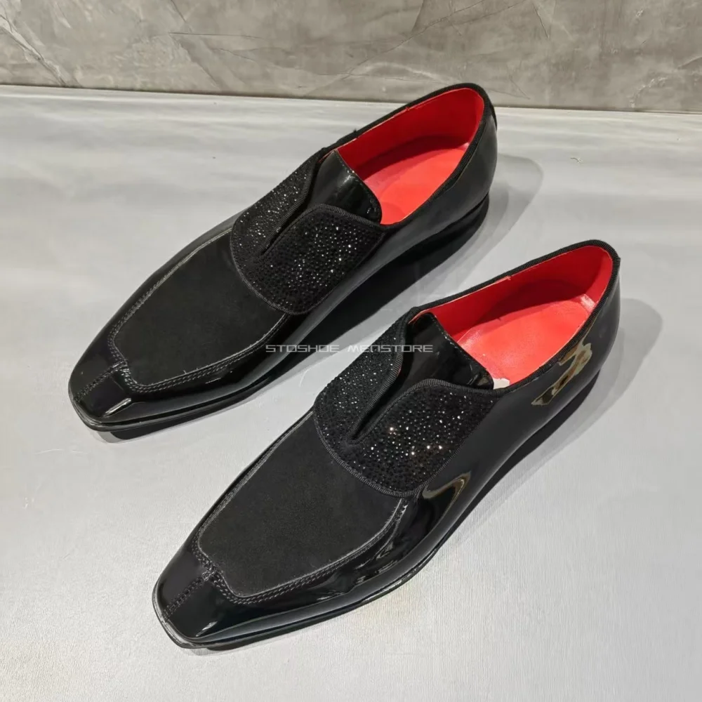 Elegant Rhinestone Decor Dress Shoes for Men Leather Fabric Splicing Square Toe Shoes Casual Business High-End Handmade Shoes
Elegant Rhinestone Decor Dress Shoes for Men Leather Fabric Splicing Square Toe Shoes Casual Business High-End Handmade Shoes