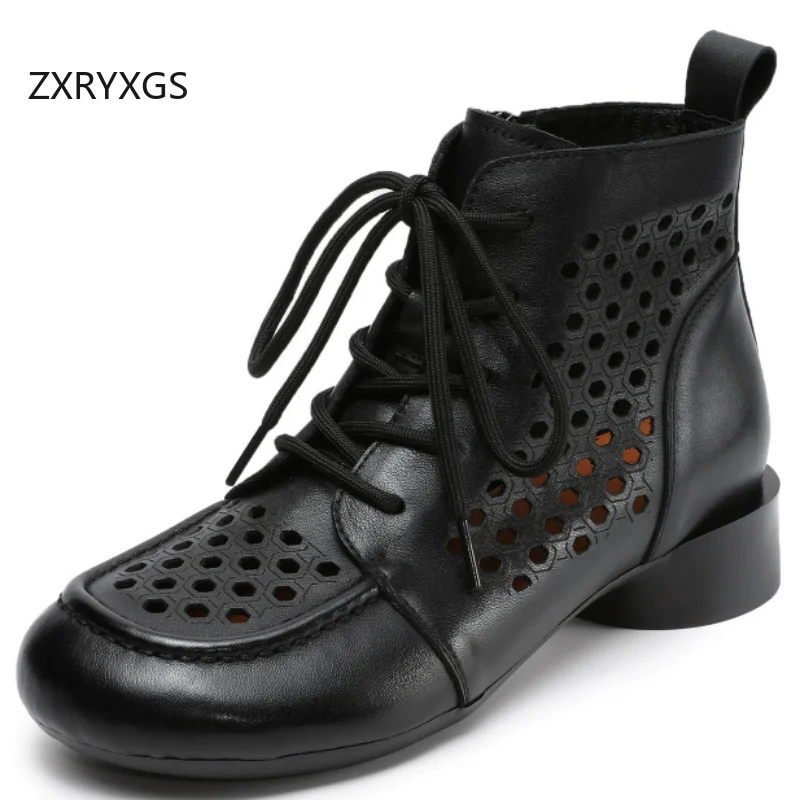 ZXRYXGS 2026 New Trendy Lace-up Spring Summer Boots Top Cowhide Full Real Leather Hollow Boots Temperament Elegant Women' Boots
ZXRYXGS 2026 New Trendy Lace-up Spring Summer Boots Top Cowhide Full Real Leather Hollow Boots Temperament Elegant Women' Boots