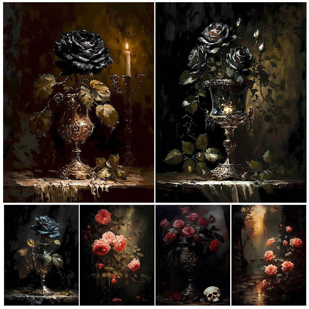 Black Rose In Goblet Vintage Wall Art Canvas Painting Forgotten Flowers And Gothic Floral Art Poster Print Home Decor Unframed
Black Rose In Goblet Vintage Wall Art Canvas Painting Forgotten Flowers And Gothic Floral Art Poster Print Home Decor Unframed