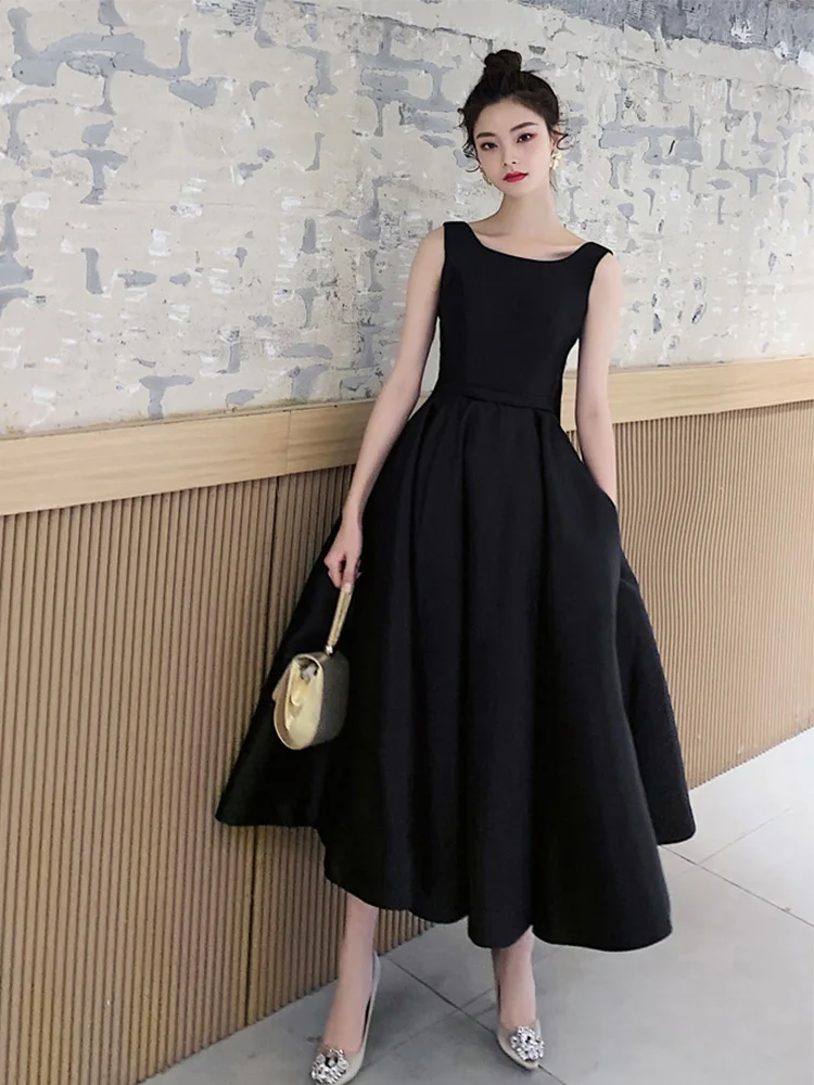 Classic Black Satin Short Evening Dress Backless Big Bowknot Prom Party Gown High Waist Vintage Formal Banquet Dresses
Classic Black Satin Short Evening Dress Backless Big Bowknot Prom Party Gown High Waist Vintage Formal Banquet Dresses