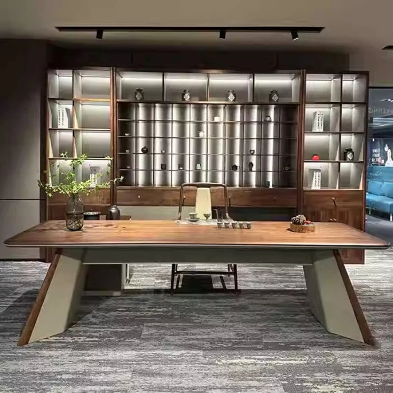 Black walnut tea table and chair combination, modern high-end solid wood tea table office table
Black walnut tea table and chair combination, modern high-end solid wood tea table office table