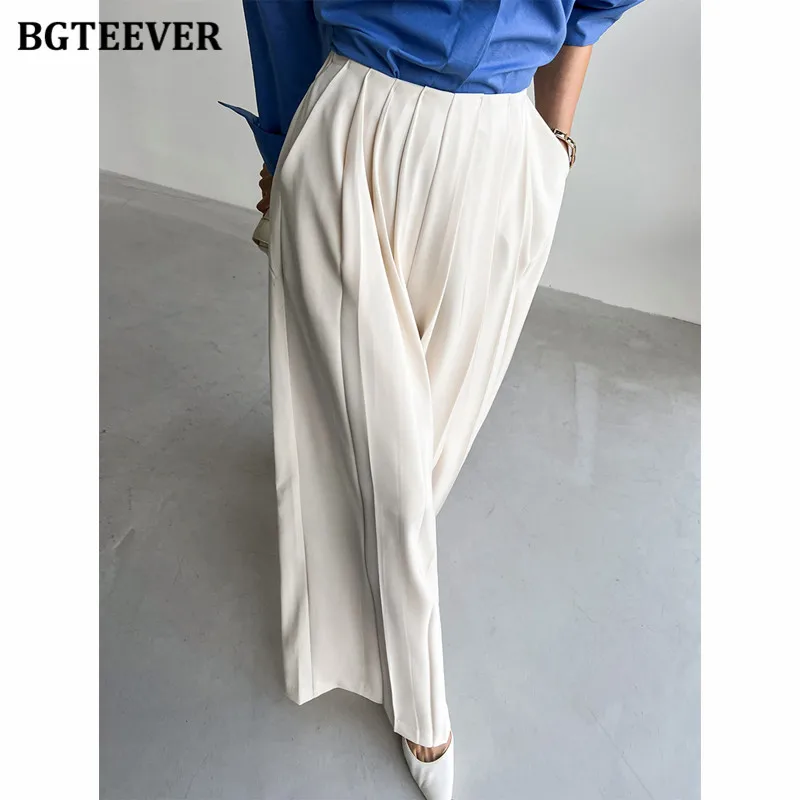 BGTEEVER Spring Summer Elastic Waist Ladies Wide Leg Pants Vintage Casual Loose Pockets Pleated Trousers for Women
BGTEEVER Spring Summer Elastic Waist Ladies Wide Leg Pants Vintage Casual Loose Pockets Pleated Trousers for Women